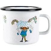 Muurla Pippi and the horse emaljekrus 2,5 dl White