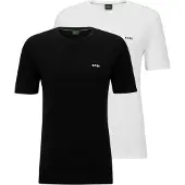 BOSS BOSStil mænd. 50478019 Pakke 2 Logo T-shirts sort, hvid (XXL), Casual, Korte ærmer, Økologisk bomuld, Bæredygtig