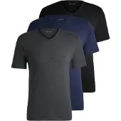 BOSS BOSStil mænd. 50475285 Pakke med 3 klassiske T-shirts sort, navy, grå (S), Afslappet, Bomuld, Korte ærmer, Blå