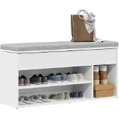 vidaXL skobænk 102x30,5x45 cm konstrueret træ hvid