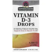 Natures Answer , Vitamin D-3 Dråber, I Ekstra Virgins Olivenolie, 100 mcg (4,000 IU), 0,5 fl oz (15 ml)