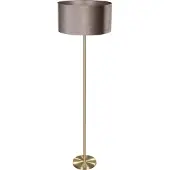 QAZQA Gulvlampe messing med fløjlsskærm taupe 50 cm - Simplo