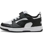 Puma Rebound V6 Lo Kids' Sneakers, Shoes, White/Black, 34.5