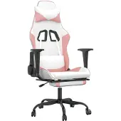 vidaXL gamingstol m. massagefunktion kunstlæder hvid og lyserød