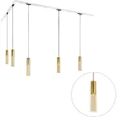 QAZQA Modernt skinnesystem med 5 guld pendellamper 1-faset - Iconic Lloyd