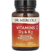 Dr. Mercola , Vitaminer D3 & K2, 30 Kapsler