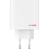 OnePlus SUPERVOOC - Strømforsyningsadapter - GaN - 80 Watt - 7.3 A - SuperVOOC, PD/PPS, QC - 2 output-stikforbindelser (USB, USB-C) - hvid