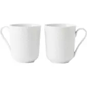 Lyngby Porcelæn Rhombe White Mug With Handle-33 Cl-set Of 2 Krusæt