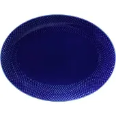 Lyngby Porcelæn Rhombe oval serveringsfad 35x26,5 cm Mørkeblå