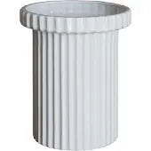 DBKD Stripe krukke lille h18 cm Ø12 cm Shiny white