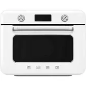 Smeg 50''s Style Bordplade Kombiovn COF01WHEU Hvid, Lille, 30 L, 40 - 230 °C, Kage, Kok, Fisk, Kød, Tærte, Pizza, Damp, Grøntsag, 1800 W, 3 hylder