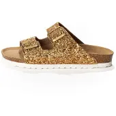Bayton Pantoletter 'Athena' guld / hvid
