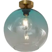 QAZQA Art Deco loftslampe messing med blåt glas - Sandra