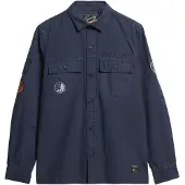 Superdry Superdrytil mænd. M4010889A Marineblå Delta-skjorte (S), Casual, Bomuld, Lange ærmer