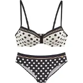 LASCANA Bikini mørkegul / sort / hvid