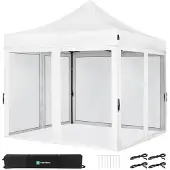 Vonroc Easy-Up Party Telt - Pavillon - 3x3 m | Inkl. Myggenet Sidevægge - Hvid