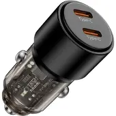 Tech-Protect CC03 100W dobbelt USB-C biloplader - sort