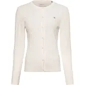 Gant Ganttil kvinder. 4800103 Off-white ecru strikcardigan (S), Hvid, Casual, Bomuld
