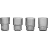 Ferm Living Ripple glas small 6 cl 4-pak Smoked grey