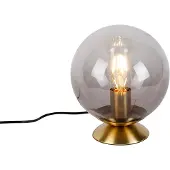 QAZQA Art Deco Bordlampe Messing med Røgglas - Pallon