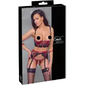 Cottelli Shelf Bra Set - Black & Red