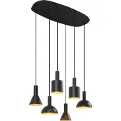 QAZQA Moderne pendellampe sort 6-lys - Biles