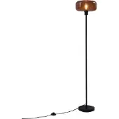 QAZQA Retro gulvlampe sort med bronzeglas - Bizle
