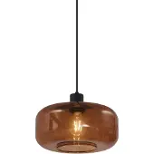 QAZQA Retro pendellampe sort med bronzeglas - Bizle