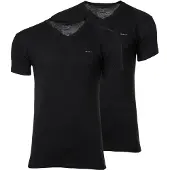 Gant Ganttil mænd. 900012018 Sæt med 2 sorte T-shirts med V-hals (XXL), Afslappet, Bomuld, Korte ærmer