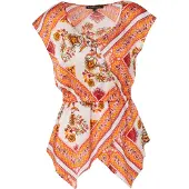 KOROSHI Bluse orange / abrikos / rød / hvid