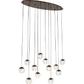 QAZQA Design pendellampe mørk bronze med klart glas 12-lys - Inge