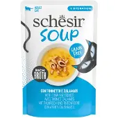 Schesir Cat Soup med tun og blæksprutte vådfoder til katte (poser)