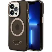GUESS GUHMP14LHTCMK iPhone 14 Pro 6,1" sort/sort hårdt etui Gold Outline Translucent MagSafe