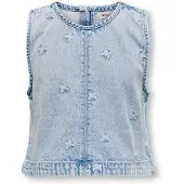 Kids Only Top - KogFreja - Lyseblå Denim/Sommerfugl - - 14 år (164) - Tanktop