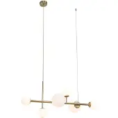 QAZQA Hotel Chic Pendellampe Guld med Opal Hvidt Glas 6-Lys - Monaco