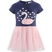 Happy girls Kjole navy / lys pink / sølv / hvid