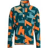 Adidas Herre Terrex Multi Print Fuld Lynlås Fleece Jakke Aurora Ivory/Semi Impact Orange