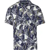 KOROSHI Skjorte navy / gul / hvid
