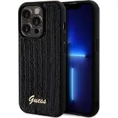 GUESS Sequin Script Metal-etui til iPhone 14 Pro Max - sort