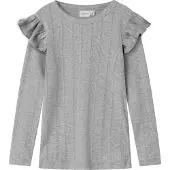 Name it Bluse - Noos - NmfJulia - Grey Melange m. Hulmønster - - 2 år (92) - Bluse