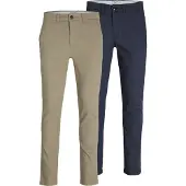Jack & Jones Lærredsbukser 'Macro Dave' beige / navy