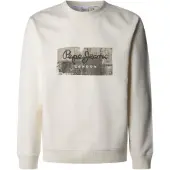 Pepe Jeans Pepe Jeanstil mænd. PM582842 Dalter sweatshirt hvid (XXL), Casual, Bomuld, Bæredygtig