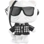 Karl Lagerfeld Skuldertaske 'IKON-Choupette' ecru / sort / hvid