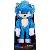 JAKKS Pacific Sonic 3 The Hedgehog The Movie - Officiel Sega-licenseret - Deluxe Sonic Soft Toy - 33 cm - Blue Hedgehog - Bl?dt - Realistiske detaljer - Glitre