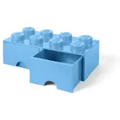 LEGO 8-knops opbevaringsklods med skuffe - lyseblå 5006311