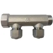Pettinaroli fordelerrør messing tea 2 x 16 mm afgrening
