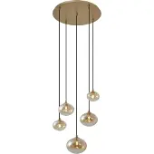 QAZQA Art Deco pendellampe guld med ravfarvet glas - Jia