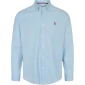 U.S. POLO ASSN. Skjorte 'UMCalvert' lyseblå / brun / blodrød