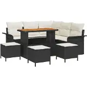 vidaXL Havesofa Sæt 9 pcs Grå Polyrattan, stål og massivt akacietræ