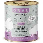 Grau Adult Kornfri 6 x 800 g - Kylling & Kalkunhjerter